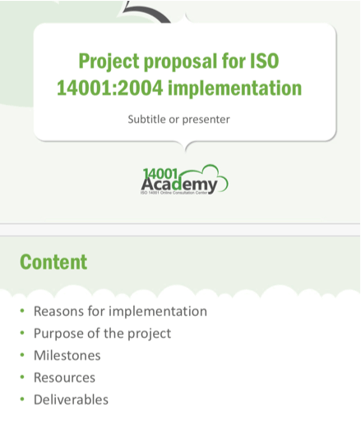 Project proposal for ISO 14001:2004 Implementation (PowerPoint)