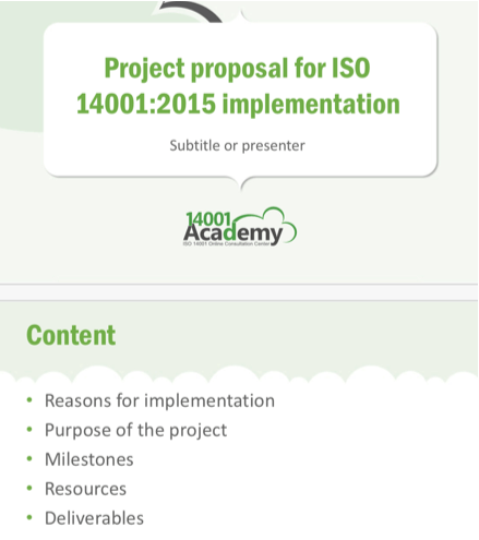 Project proposal for ISO 14001:2015 Implementation (PowerPoint)