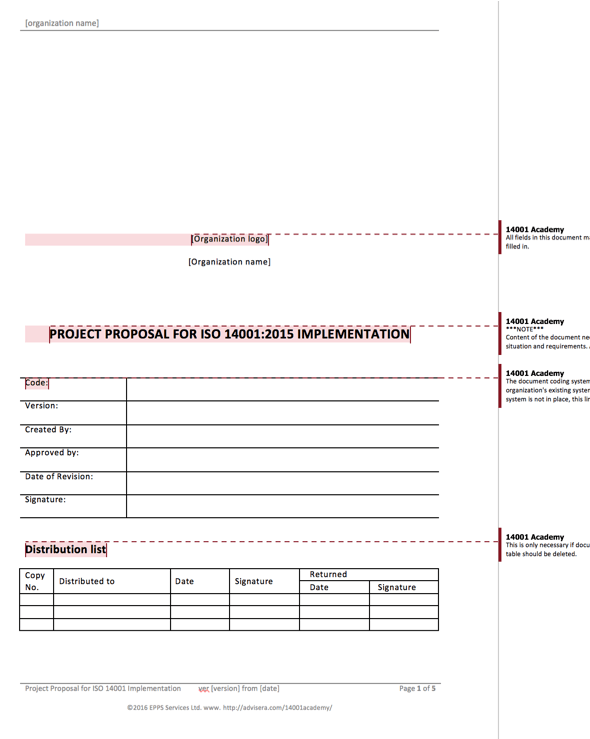 Project Proposal for ISO 14001 Implementation (MS Word)