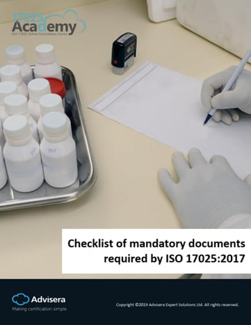 Checklist of mandatory documents required by ISO 17025:2017