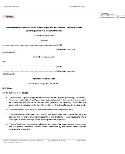 Standard Contractual Clauses Annexes