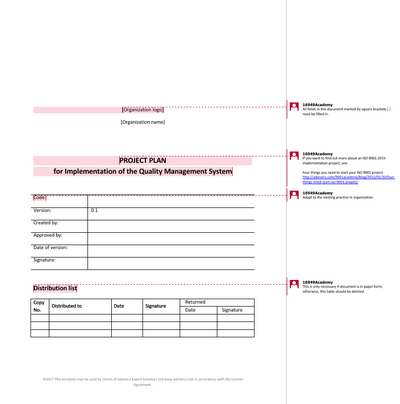Project Plan for IATF 16949 Implementation
