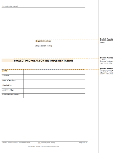 Project Proposal for ITIL Implementation