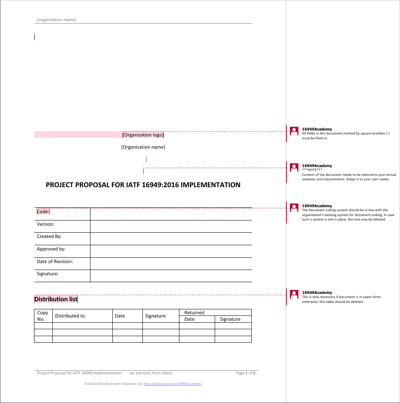 Project Proposal for IATF 16949:2016 Implementation