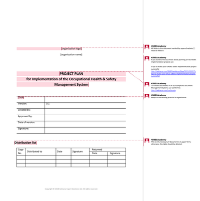 Project Plan for ISO 45001 Implementation