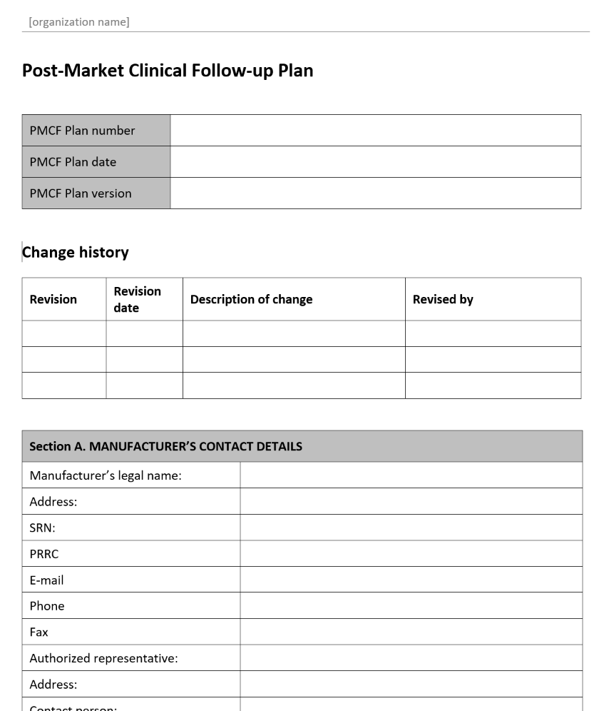 Post-Market Clinical Follow-up (PMCF) Plan